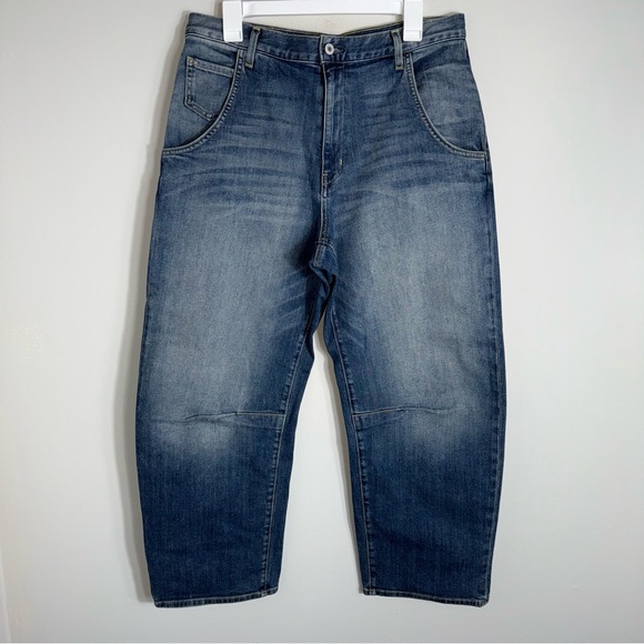 Nili Lotan Emerson Wide Barrel Leg Denim Jeans Pants-Classic Wash-Size 30 - Picture 2 of 15